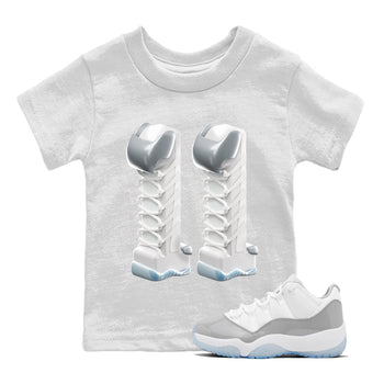 Air Jordan 11 White Cement Sneaker Match Tees 3D Number 11 Sneaker Tees Air Jordan 11 Cement Grey Sneaker Release Tees Kids Shirts White 1
