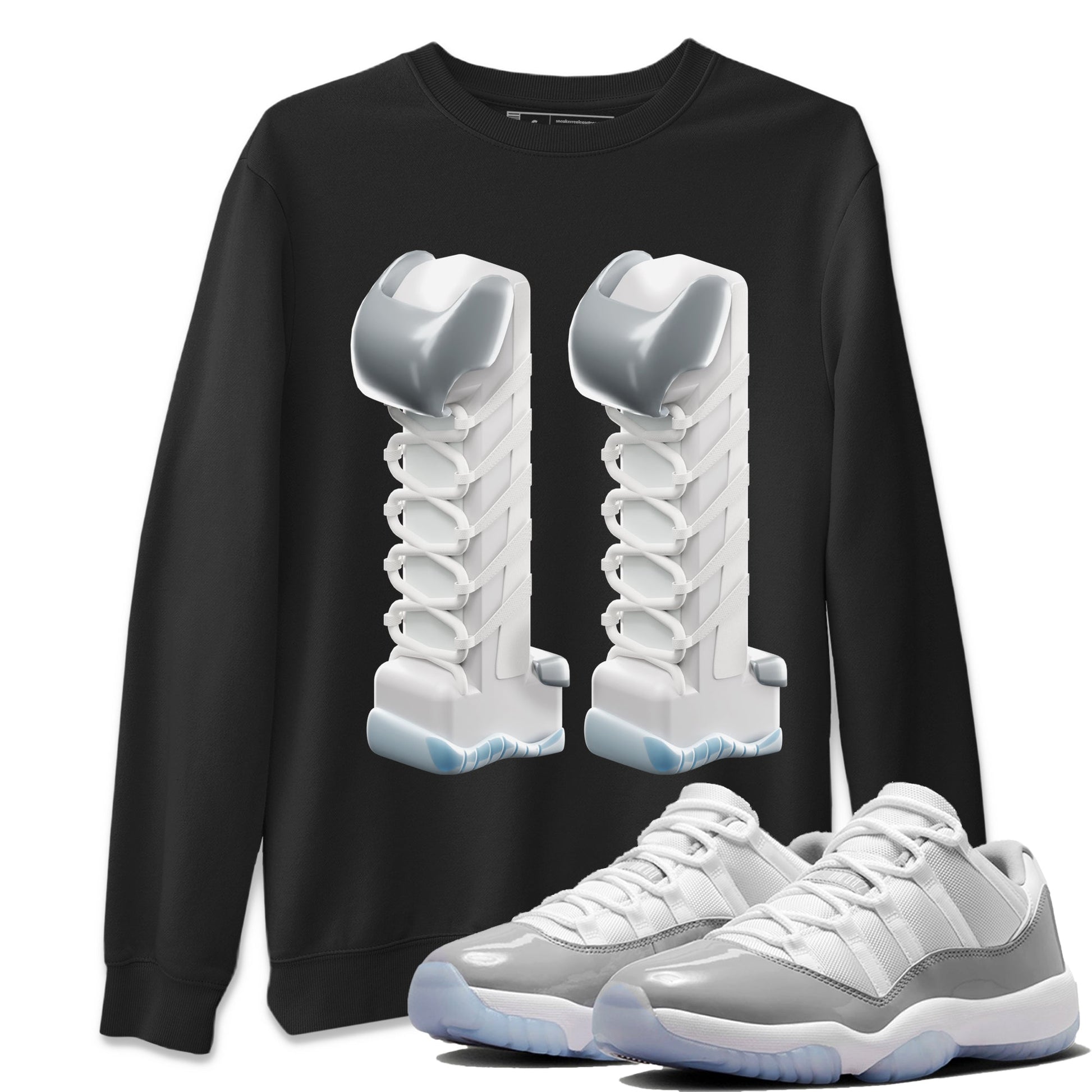 Air Jordan 11 White Cement Sneaker Match Tees 3D Number 11 Sneaker Tees Air Jordan 11 Cement Grey Sneaker Release Tees Unisex Shirts Black 1