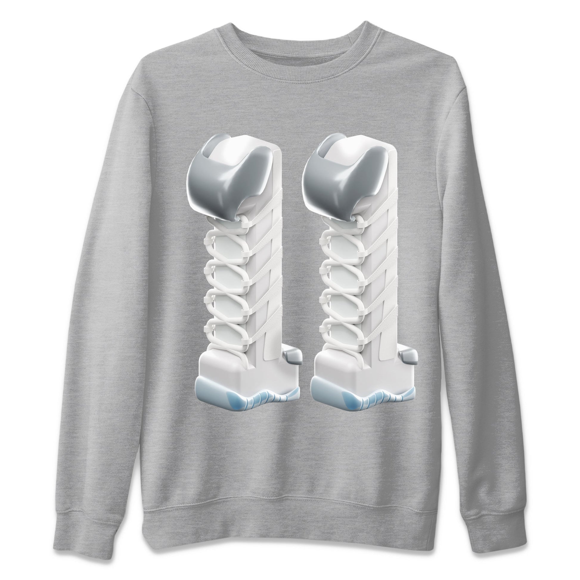 Air Jordan 11 White Cement Sneaker Match Tees 3D Number 11 Sneaker Tees Air Jordan 11 Cement Grey Sneaker Release Tees Unisex Shirts Heather Grey 2