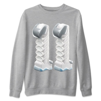Air Jordan 11 White Cement Sneaker Match Tees 3D Number 11 Sneaker Tees Air Jordan 11 Cement Grey Sneaker Release Tees Unisex Shirts Heather Grey 2