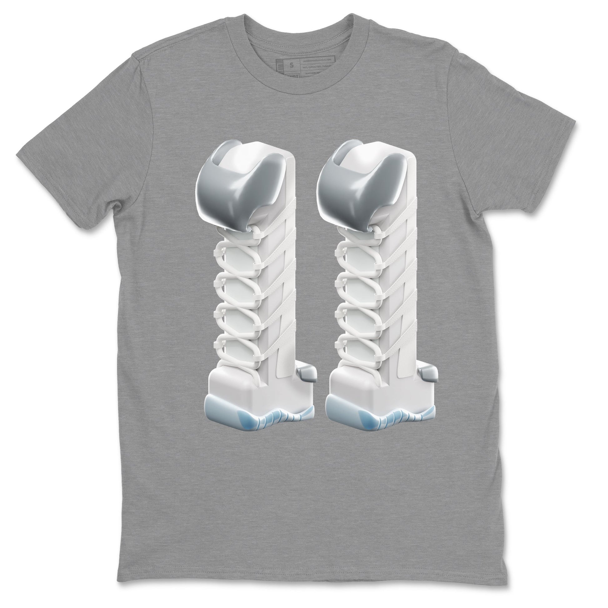 Air Jordan 11 White Cement Sneaker Match Tees 3D Number 11 Sneaker Tees Air Jordan 11 Cement Grey Sneaker Release Tees Unisex Shirts Heather Grey 2