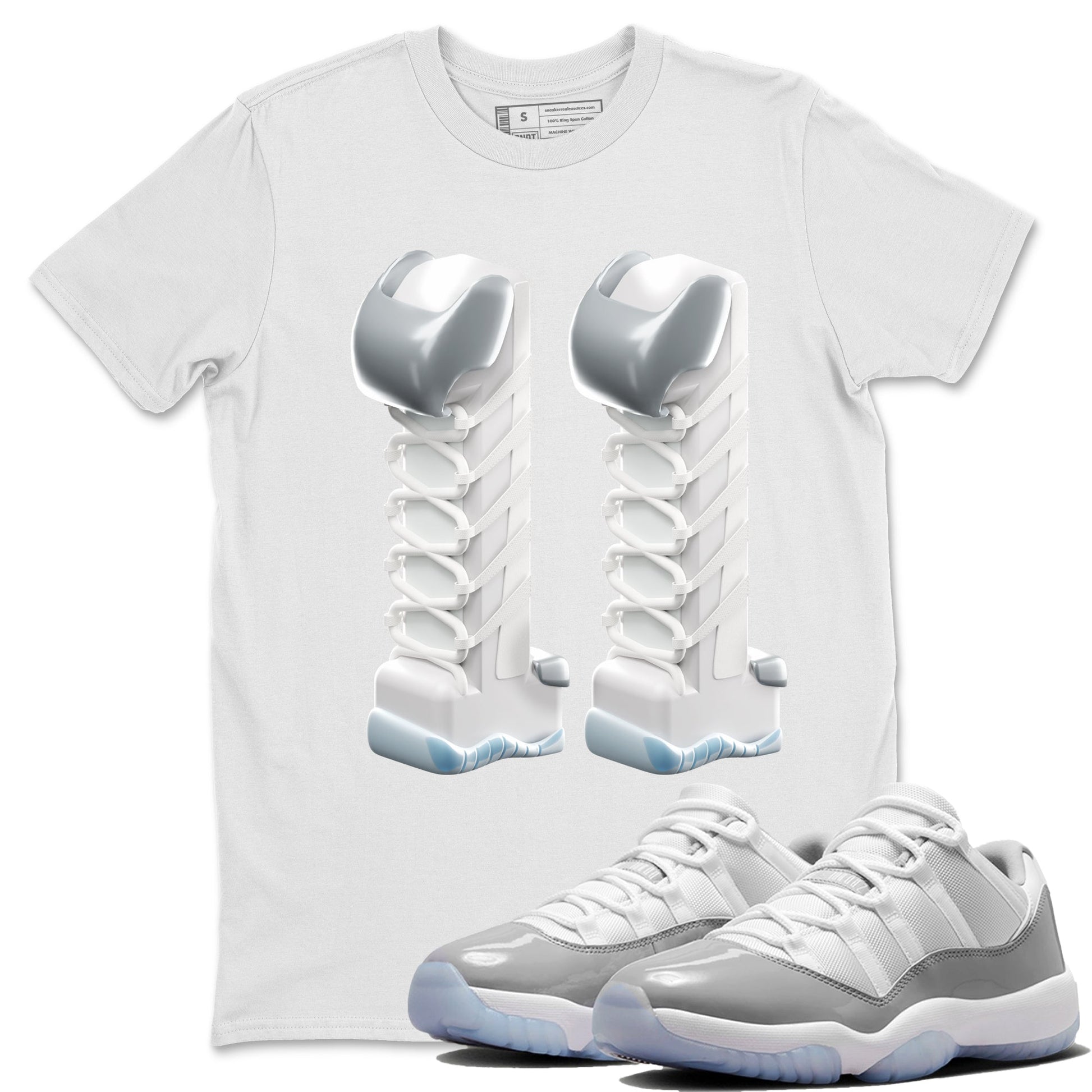 Air Jordan 11 White Cement Sneaker Match Tees 3D Number 11 Sneaker Tees Air Jordan 11 Cement Grey Sneaker Release Tees Unisex Shirts White 1