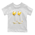 Air Jordan 11 Yellow Python Sneaker Match Tees 3D Number 11 Sneaker Tees AJ11 Yellow Python Sneaker Release Tees Kids Shirts White 2