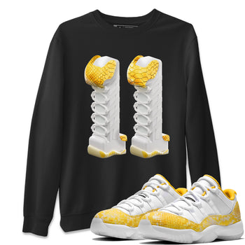 Air Jordan 11 Yellow Python Sneaker Match Tees 3D Number 11 Sneaker Tees AJ11 Yellow Python Sneaker Release Tees Unisex Shirts Black 1