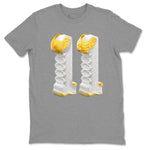 Air Jordan 11 Yellow Python Sneaker Match Tees 3D Number 11 Sneaker Tees AJ11 Yellow Python Sneaker Release Tees Unisex Shirts Heather Grey 2