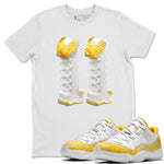 Air Jordan 11 Yellow Python Sneaker Match Tees 3D Number 11 Sneaker Tees AJ11 Yellow Python Sneaker Release Tees Unisex Shirts White 1