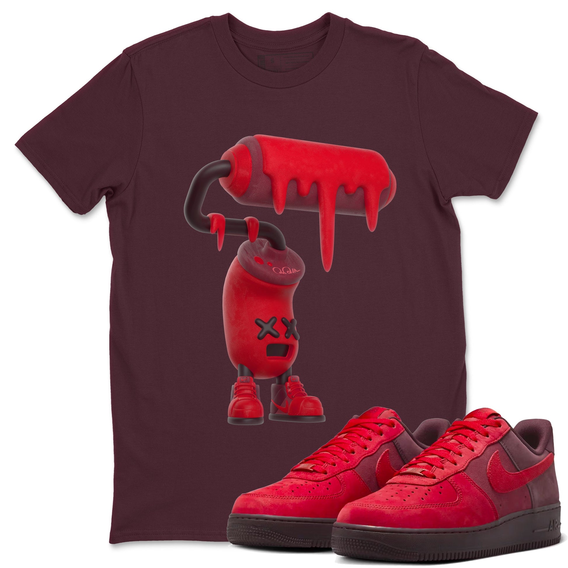 Air Force 1 Layers of Love shirt to match jordans 3D Paint Roller sneaker tees af1 Layers of Love SNRT Sneaker Release Tees unisex cotton Maroon 1 crew neck shirt