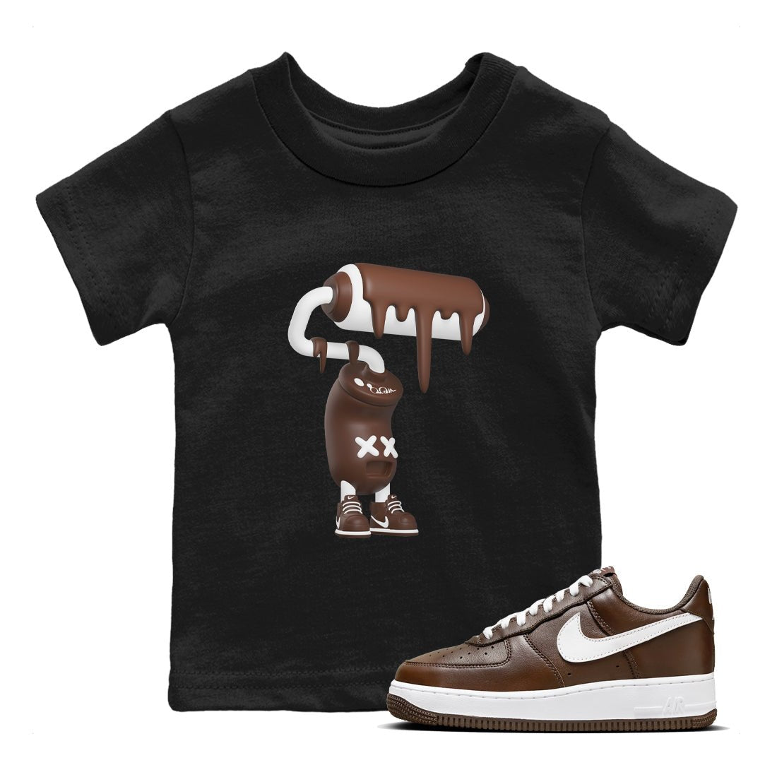 Air Force Low Chocolate shirt to match jordans 3D Paint Roller sneaker tees chocolate Nike Air Force Low Chocolate SNRT Sneaker Release Tees Baby Toddler Black 1 T-Shirt