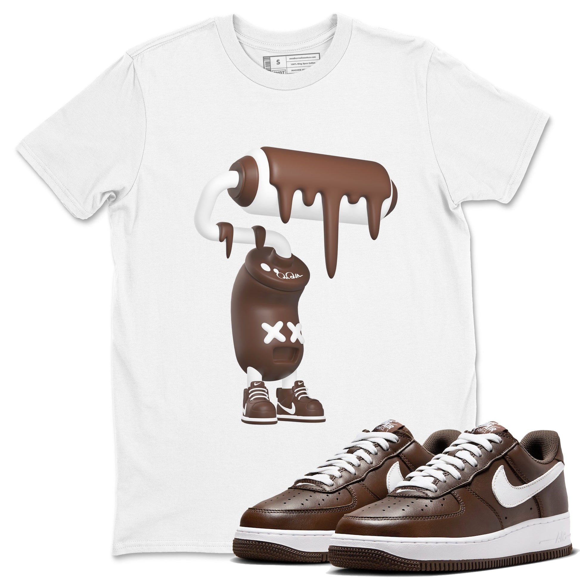 Air Force Low Chocolate shirt to match jordans 3D Paint Roller sneaker tees chocolate Nike Air Force Low Chocolate SNRT Sneaker Release Tees Unisex White 1 T-Shirt