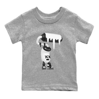 1s Black White shirt to match jordans 3D Paint Roller sneaker tees Air Jordan 1 High OG Black White SNRT sneaker release tees baby toddler Heather Grey 2 cotton Shirt