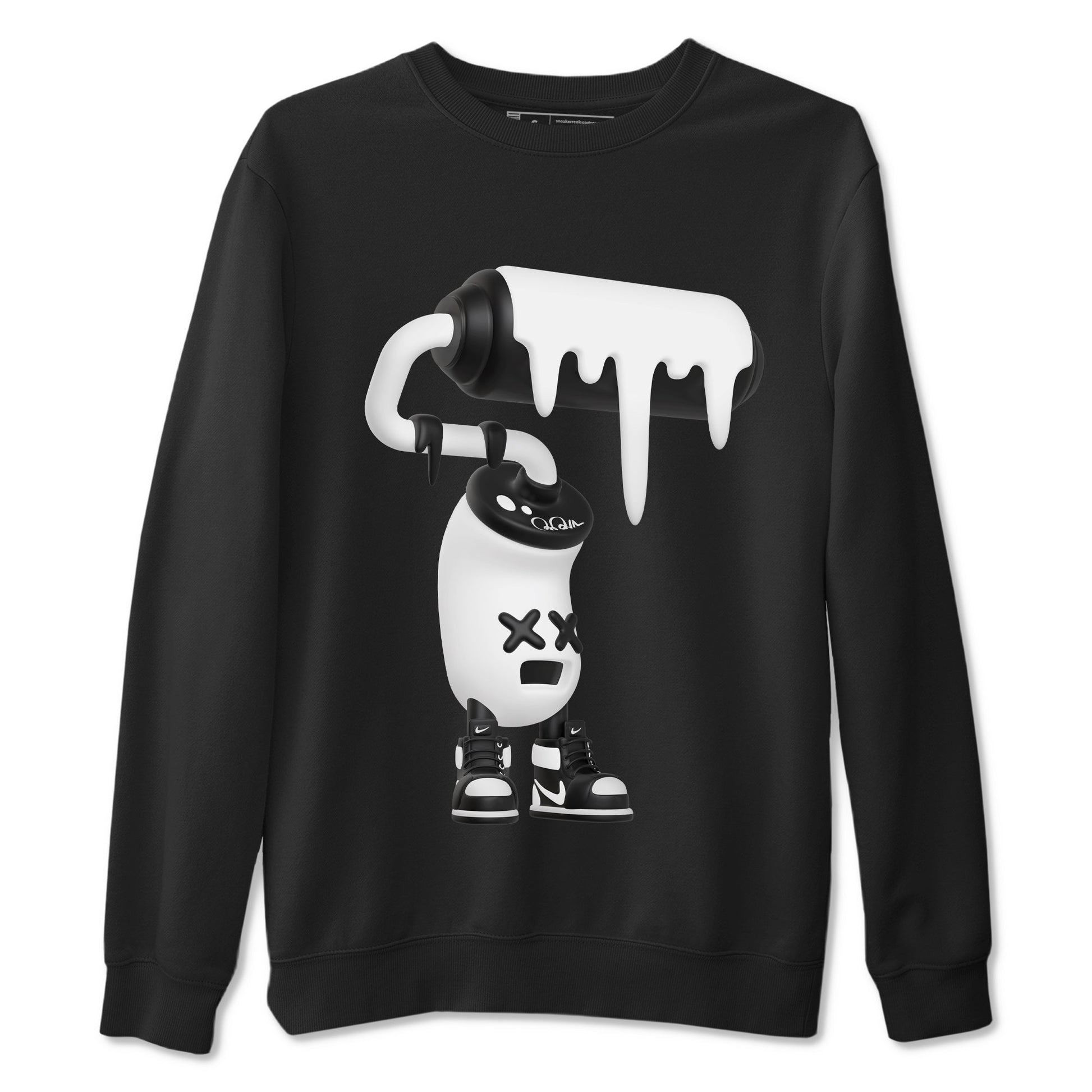 1s Black White shirt to match jordans 3D Paint Roller sneaker tees Air Jordan 1 High OG Black White SNRT Sneaker Release Tees unisex cotton Black 2 crew neck shirt