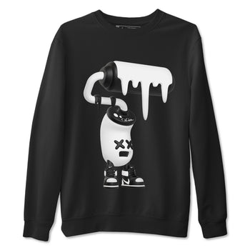 1s Black White shirt to match jordans 3D Paint Roller sneaker tees Air Jordan 1 High OG Black White SNRT Sneaker Release Tees unisex cotton Black 2 crew neck shirt