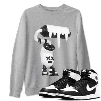 1s Black White shirt to match jordans 3D Paint Roller sneaker tees Air Jordan 1 High OG Black White SNRT Sneaker Release Tees unisex cotton Heather Grey 1 crew neck shirt