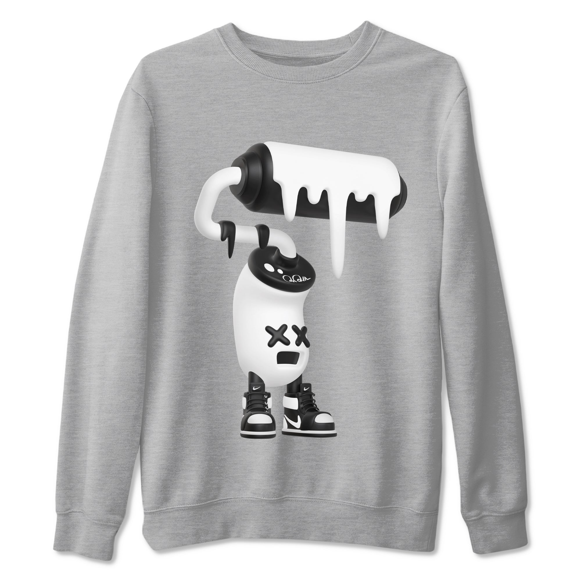 1s Black White shirt to match jordans 3D Paint Roller sneaker tees Air Jordan 1 High OG Black White SNRT Sneaker Release Tees unisex cotton Heather Grey 2 crew neck shirt