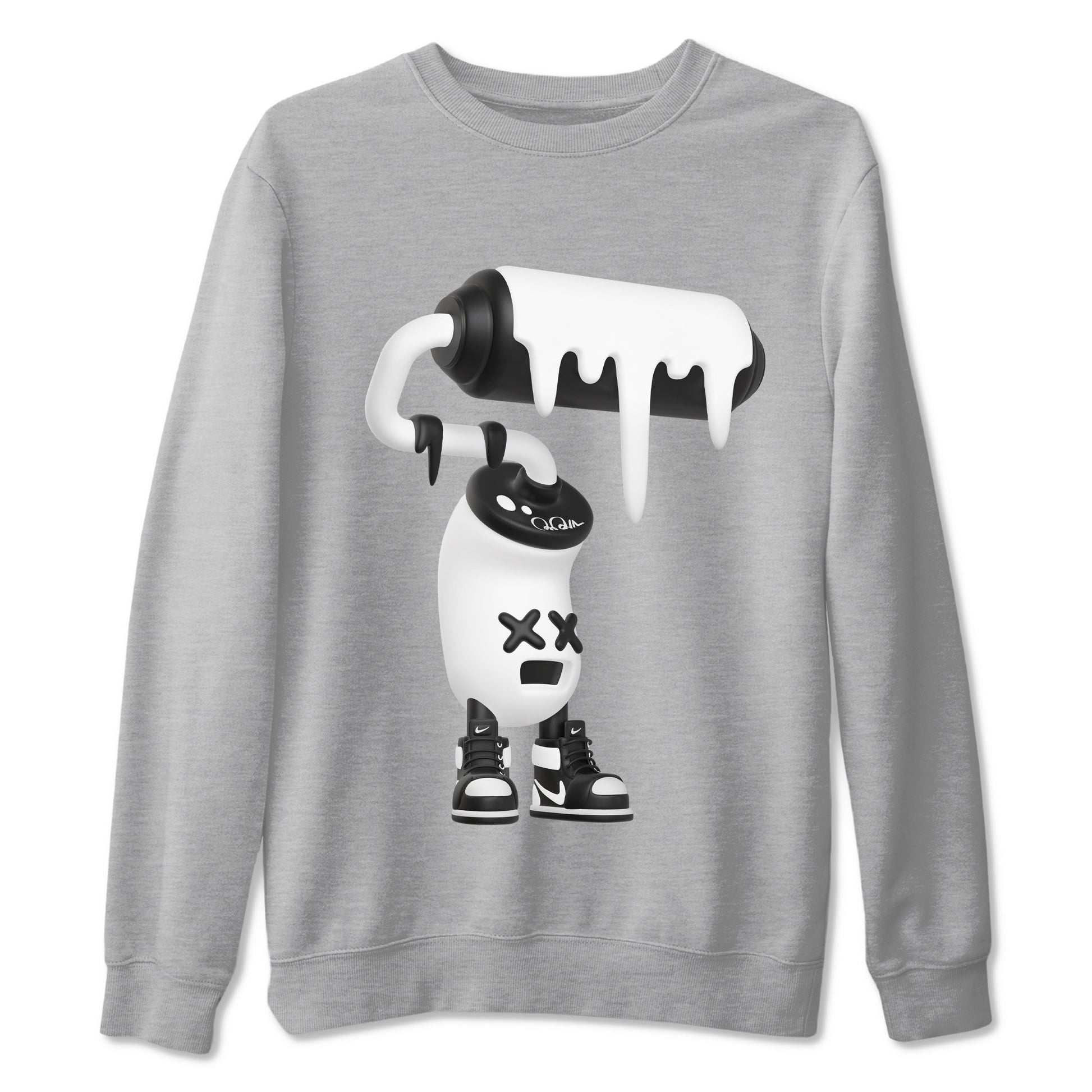 1s Black White shirt to match jordans 3D Paint Roller sneaker tees Air Jordan 1 High OG Black White SNRT Sneaker Release Tees unisex cotton Heather Grey 2 crew neck shirt