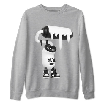 1s Black White shirt to match jordans 3D Paint Roller sneaker tees Air Jordan 1 High OG Black White SNRT Sneaker Release Tees unisex cotton Heather Grey 2 crew neck shirt
