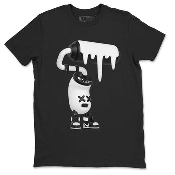 1s Black White shirt to match jordans 3D Paint Roller sneaker tees Air Jordan 1 High OG Black White SNRT Sneaker Release Tees unisex cotton Black 2 crew neck shirt