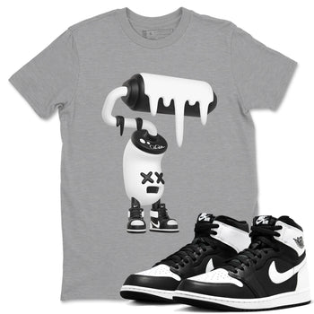 1s Black White shirt to match jordans 3D Paint Roller sneaker tees Air Jordan 1 High OG Black White SNRT Sneaker Release Tees unisex cotton Heather Grey 1 crew neck shirt