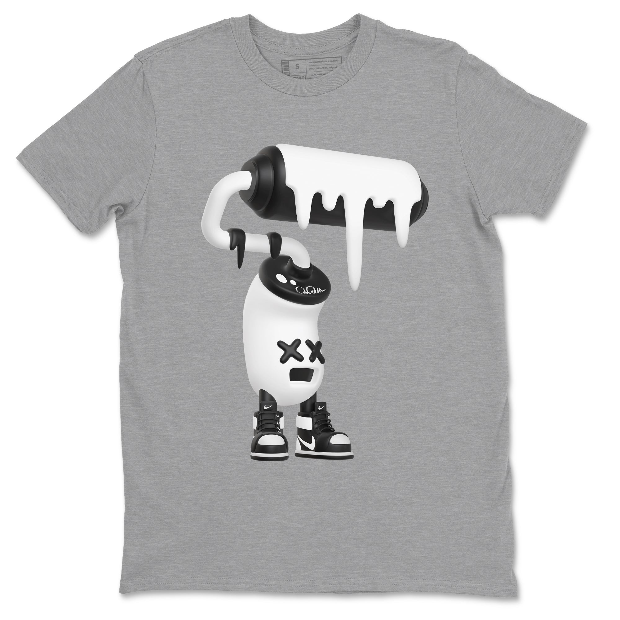 1s Black White shirt to match jordans 3D Paint Roller sneaker tees Air Jordan 1 High OG Black White SNRT Sneaker Release Tees unisex cotton Heather Grey 2 crew neck shirt