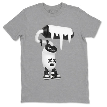1s Black White shirt to match jordans 3D Paint Roller sneaker tees Air Jordan 1 High OG Black White SNRT Sneaker Release Tees unisex cotton Heather Grey 2 crew neck shirt