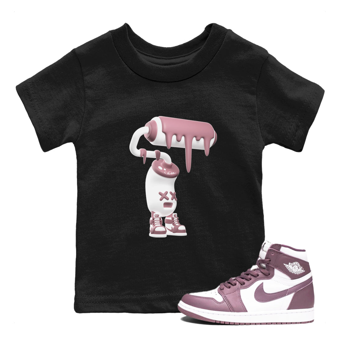 Air Jordan 1 Mauve shirt to match jordans 3D Paint Roller sneaker tees AJ1Mauve SNRT Sneaker Release Tees Baby Toddler Black 1 T-Shirt