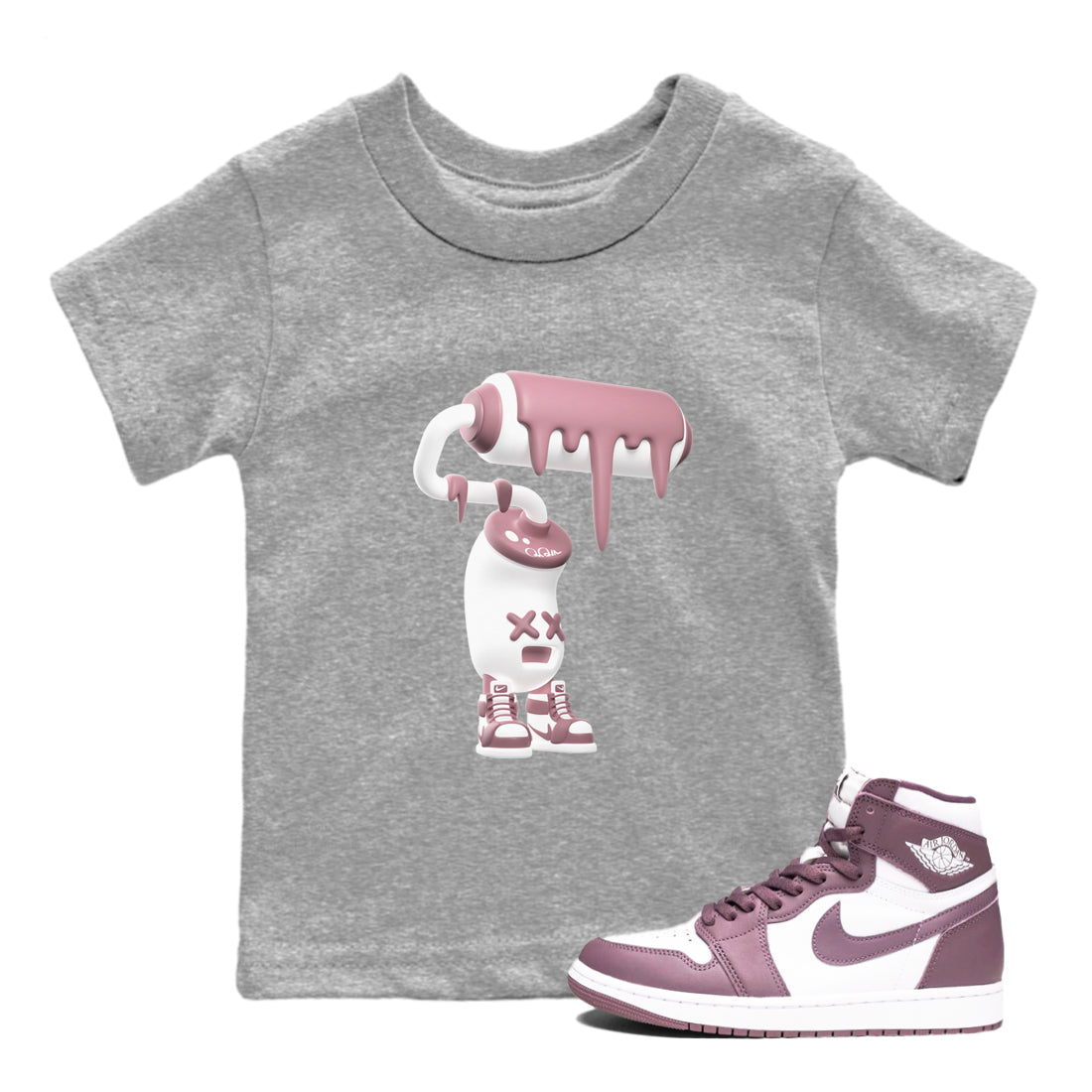 Air Jordan 1 Mauve shirt to match jordans 3D Paint Roller sneaker tees AJ1Mauve SNRT Sneaker Release Tees Baby Toddler Heather Grey 1 T-Shirt