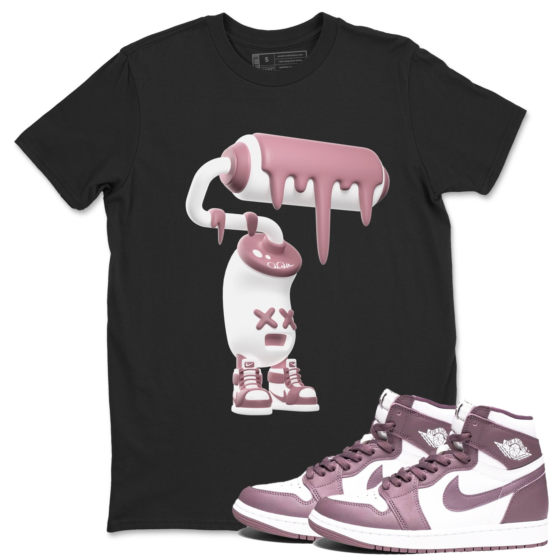 Air Jordan 1 Mauve shirt to match jordans 3D Paint Roller sneaker tees AJ1Mauve SNRT Sneaker Release Tees Unisex Black 1 T-Shirt