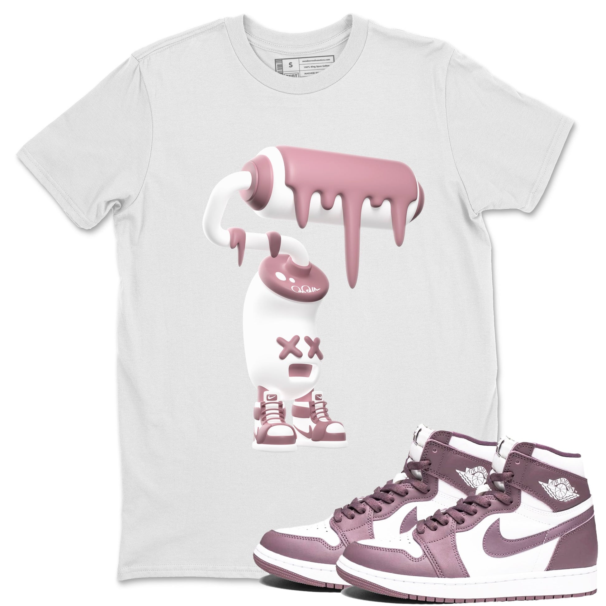 Air Jordan 1 Mauve shirt to match jordans 3D Paint Roller sneaker tees AJ1Mauve SNRT Sneaker Release Tees Unisex White 1 T-Shirt