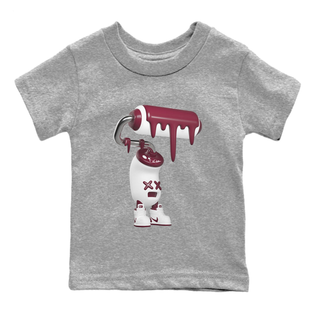 1s Metallic Burgundy shirt to match jordans 3D Paint Roller sneaker tees AJ1 Metallic Burgundy SNRT Sneaker Release Tees Baby Toddler Heather Grey 2 T-Shirt