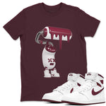 1s Metallic Burgundy shirt to match jordans 3D Paint Roller sneaker tees AJ1 Metallic Burgundy SNRT Sneaker Release Tees Unisex Maroon 1 T-Shirt