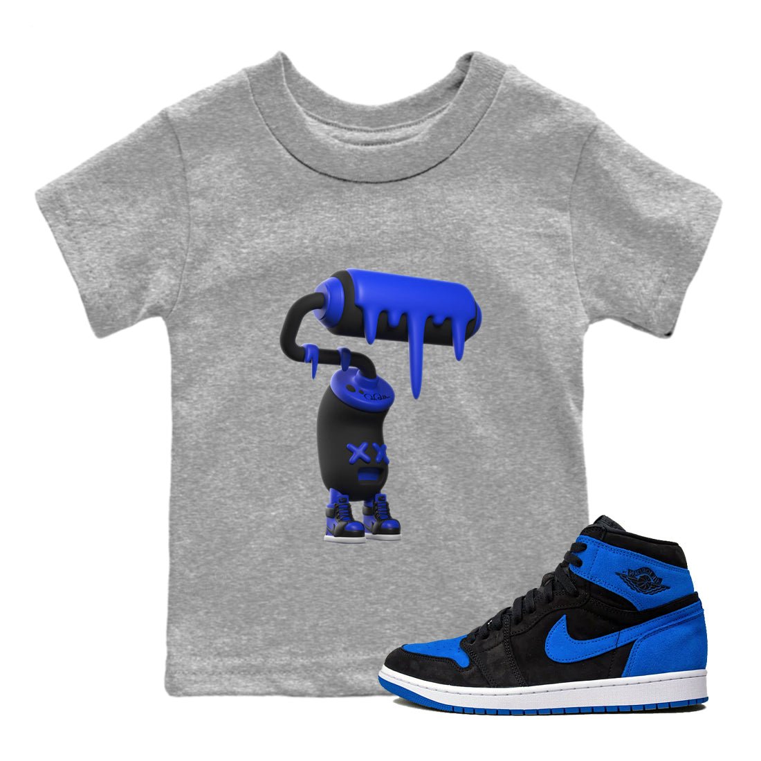 Air Jordan 1 Royal Reimagined shirt to match jordans 3D Paint Roller sneaker tees AJ1 OG HIGH Royal Reimagined SNRT Sneaker Release Tees Baby Toddler Heather Grey 1 T-Shirt