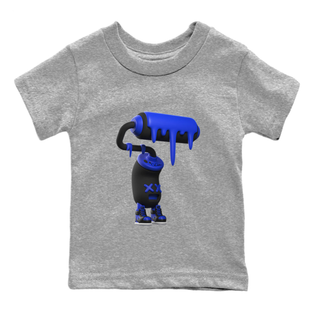 Air Jordan 1 Royal Reimagined shirt to match jordans 3D Paint Roller sneaker tees AJ1 OG HIGH Royal Reimagined SNRT Sneaker Release Tees Baby Toddler Heather Grey 2 T-Shirt