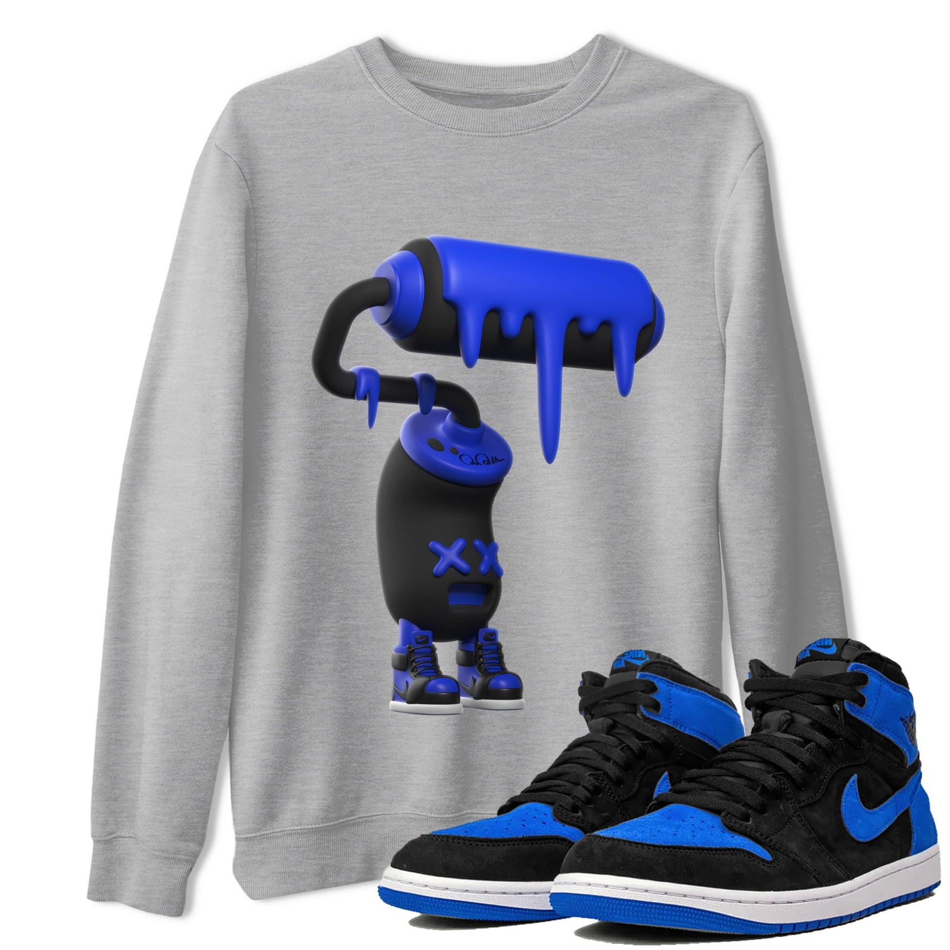 Air Jordan 1 Royal Reimagined shirt to match jordans 3D Paint Roller sneaker tees AJ1 OG HIGH Royal Reimagined SNRT Sneaker Release Tees Unisex Heather Grey 1 T-Shirt