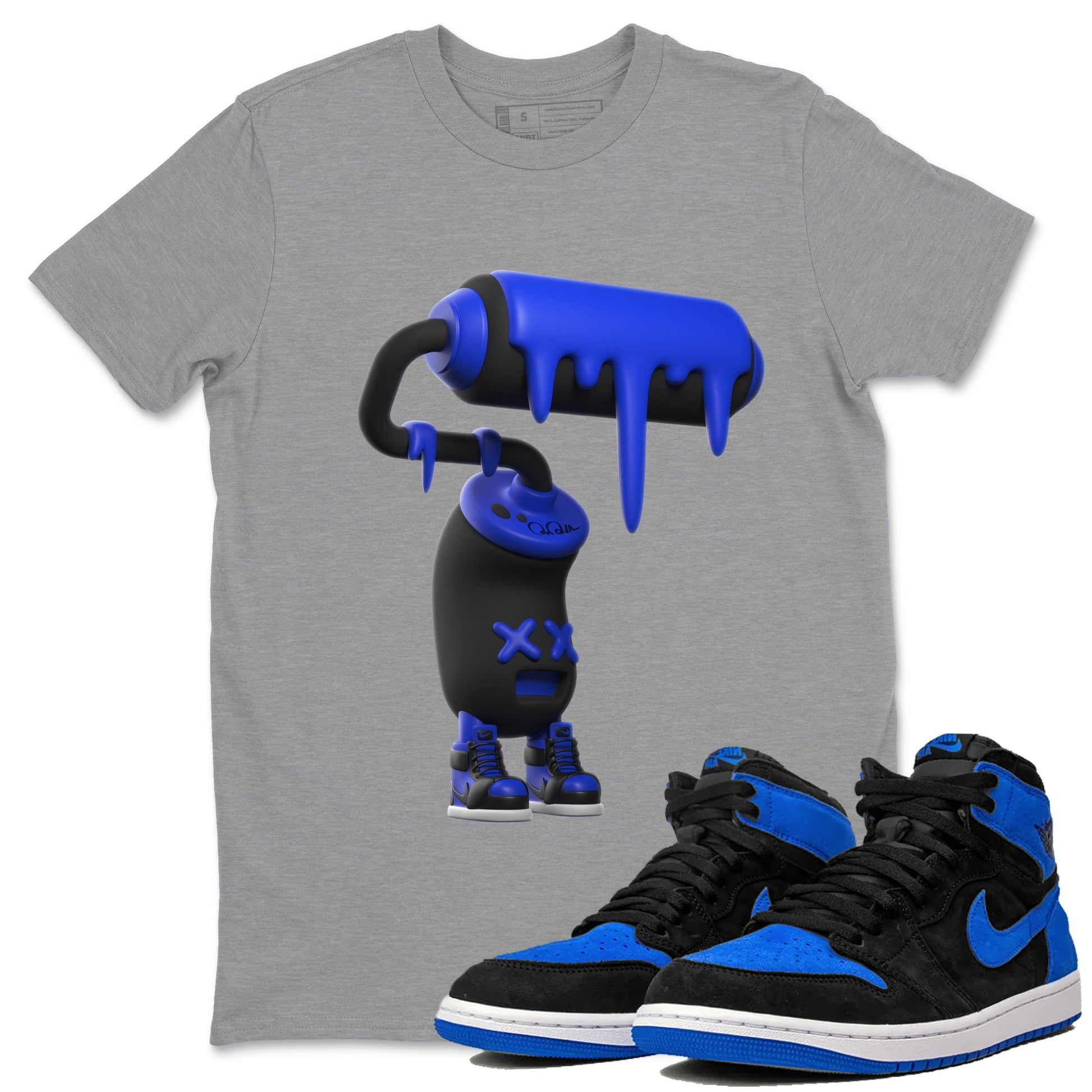 Air Jordan 1 Royal Reimagined shirt to match jordans 3D Paint Roller sneaker tees AJ1 OG HIGH Royal Reimagined SNRT Sneaker Release Tees Unisex Heather Grey 1 T-Shirt