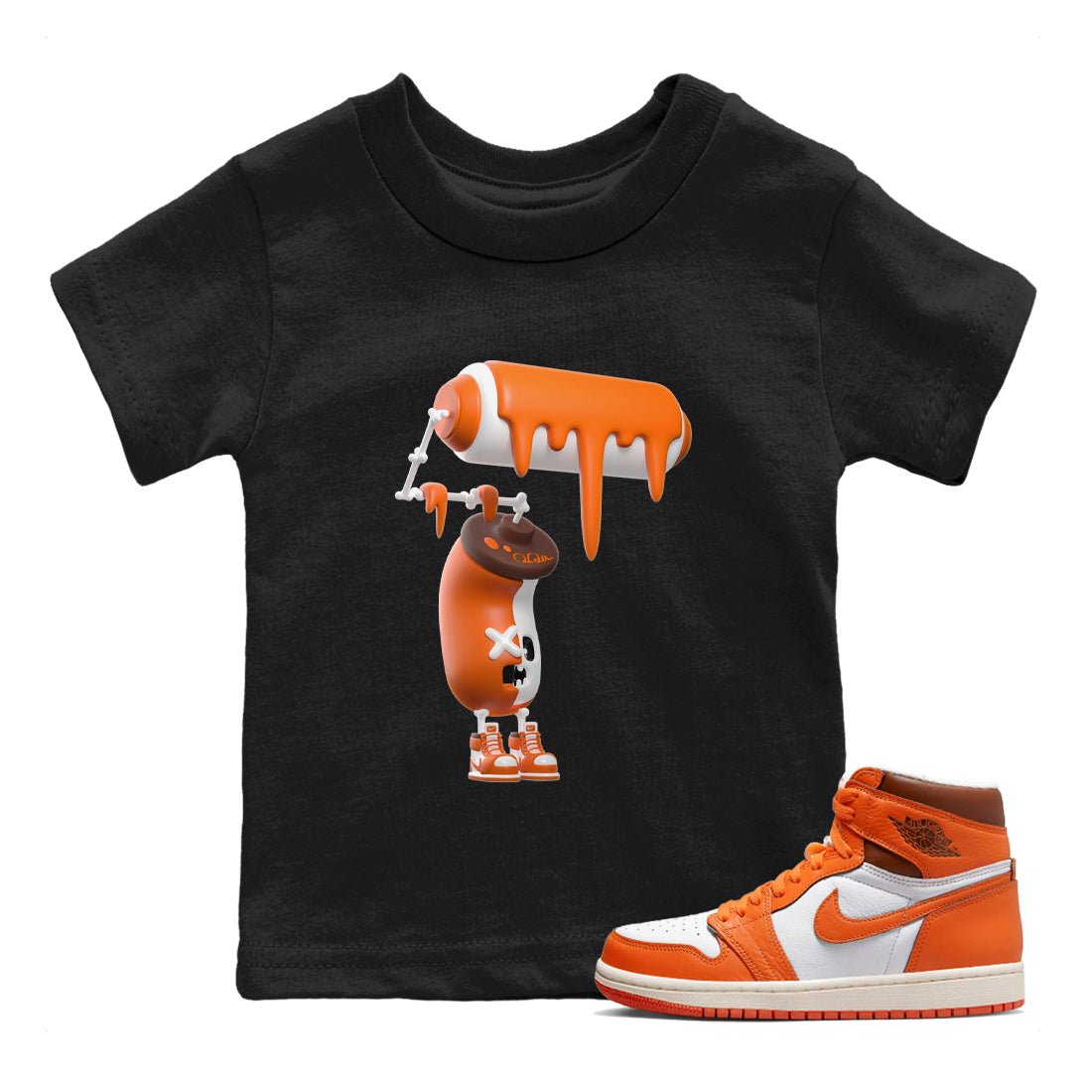 Air Jordan 1 Starfish shirt to match jordans 3D Paint Roller sneaker tees AJ1Starfish SNRT Sneaker Release Tees Baby Toddler Black 1 T-Shirt Halloween Custumes