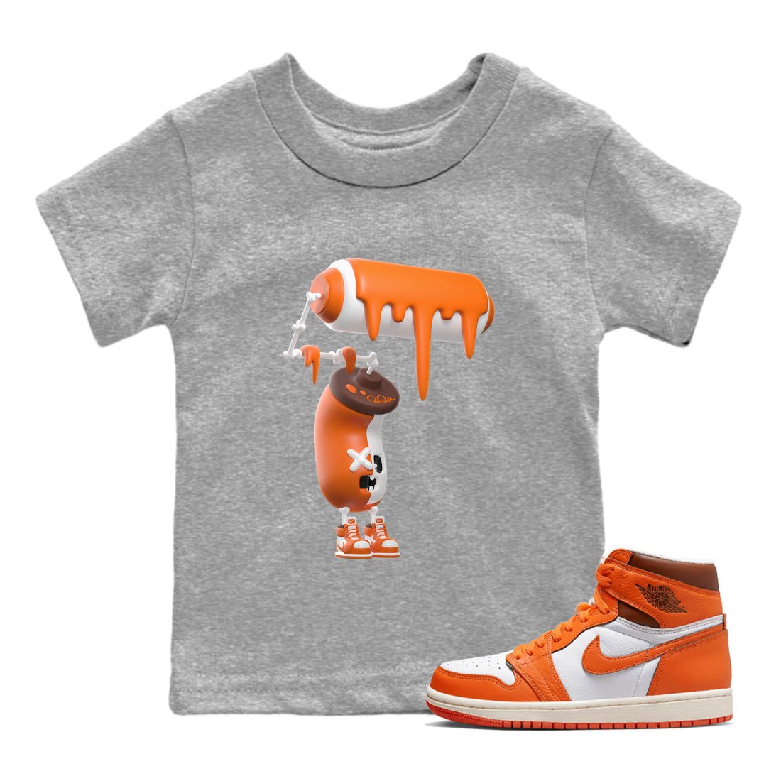 Air Jordan 1 Starfish shirt to match jordans 3D Paint Roller sneaker tees AJ1Starfish SNRT Sneaker Release Tees Baby Toddler Heather Grey 1 T-Shirt Halloween Custumes