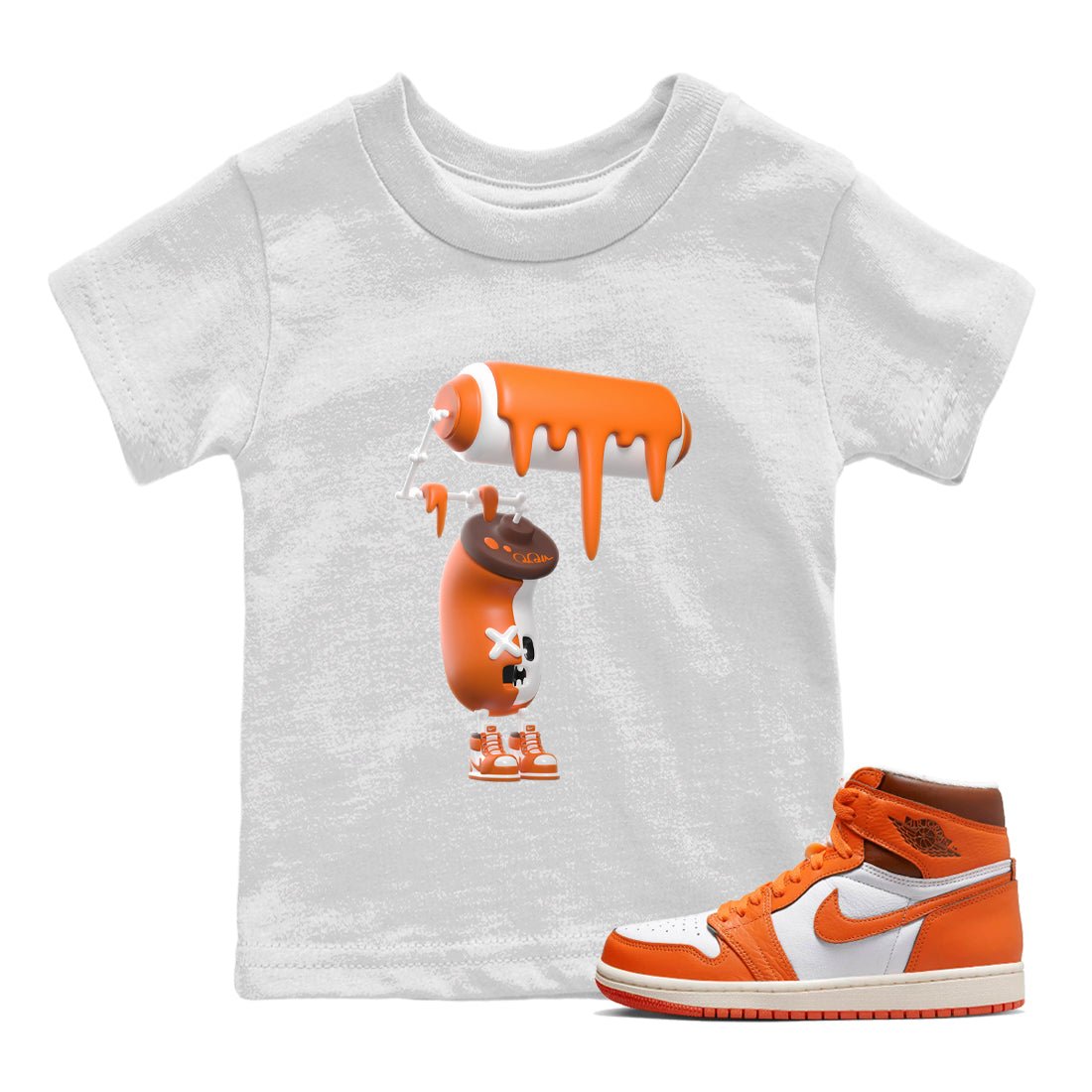 Air Jordan 1 Starfish shirt to match jordans 3D Paint Roller sneaker tees AJ1Starfish SNRT Sneaker Release Tees Baby Toddler White 1 T-Shirt Halloween Custumes