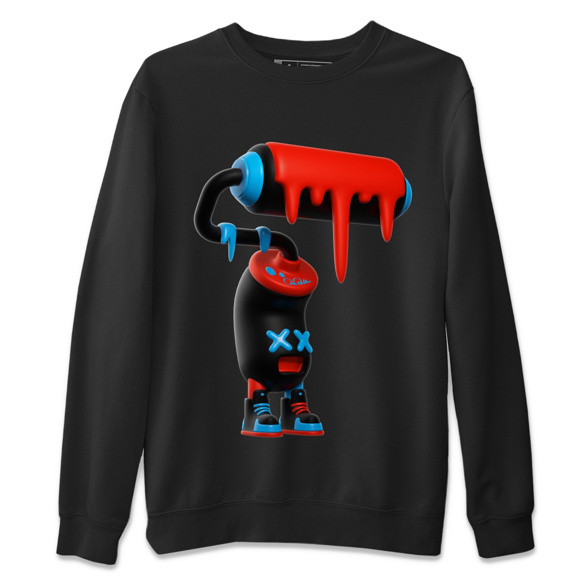 Air Jordan 1 UNC to Chicago Sneaker Match Tees 3D Paint Roller Sneaker Tees AJ1 UNC to Chicago Sneaker Release Tees Unisex Shirts Black 2