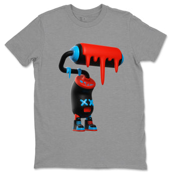 Air Jordan 1 UNC to Chicago Sneaker Match Tees 3D Paint Roller Sneaker Tees AJ1 UNC to Chicago Sneaker Release Tees Unisex Shirts Heather Grey 2