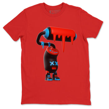 Air Jordan 1 UNC to Chicago Sneaker Match Tees 3D Paint Roller Sneaker Tees AJ1 UNC to Chicago Sneaker Release Tees Unisex Shirts Red 2