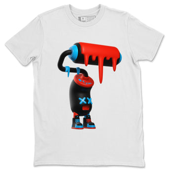 Air Jordan 1 UNC to Chicago Sneaker Match Tees 3D Paint Roller Sneaker Tees AJ1 UNC to Chicago Sneaker Release Tees Unisex Shirts White 2