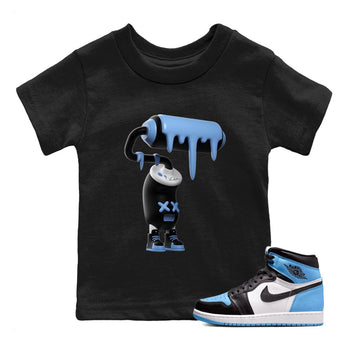 Air Jordan 1 Retro High OG UNC Toe Shirt to match Jordans 3D Paint Roller Sneaker Tees 1s UNC Toe SNRT Sneaker Release Tees Kids and Baby Tees Black 1
