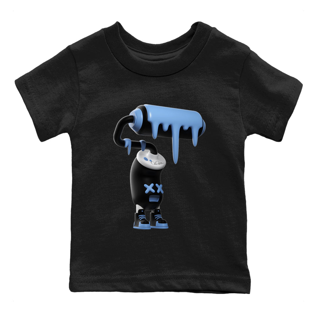 Air Jordan 1 Retro High OG UNC Toe Shirt to match Jordans 3D Paint Roller Sneaker Tees 1s UNC Toe SNRT Sneaker Release Tees Kids and Baby Tees Black 2