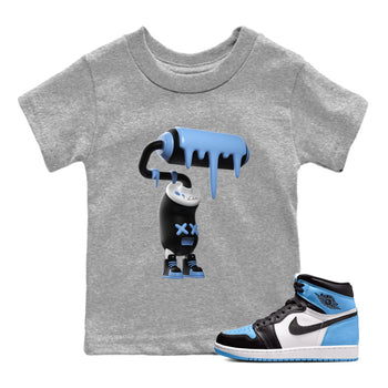 Air Jordan 1 Retro High OG UNC Toe Shirt to match Jordans 3D Paint Roller Sneaker Tees 1s UNC Toe SNRT Sneaker Release Tees Kids and Baby Tees Heather Grey 1