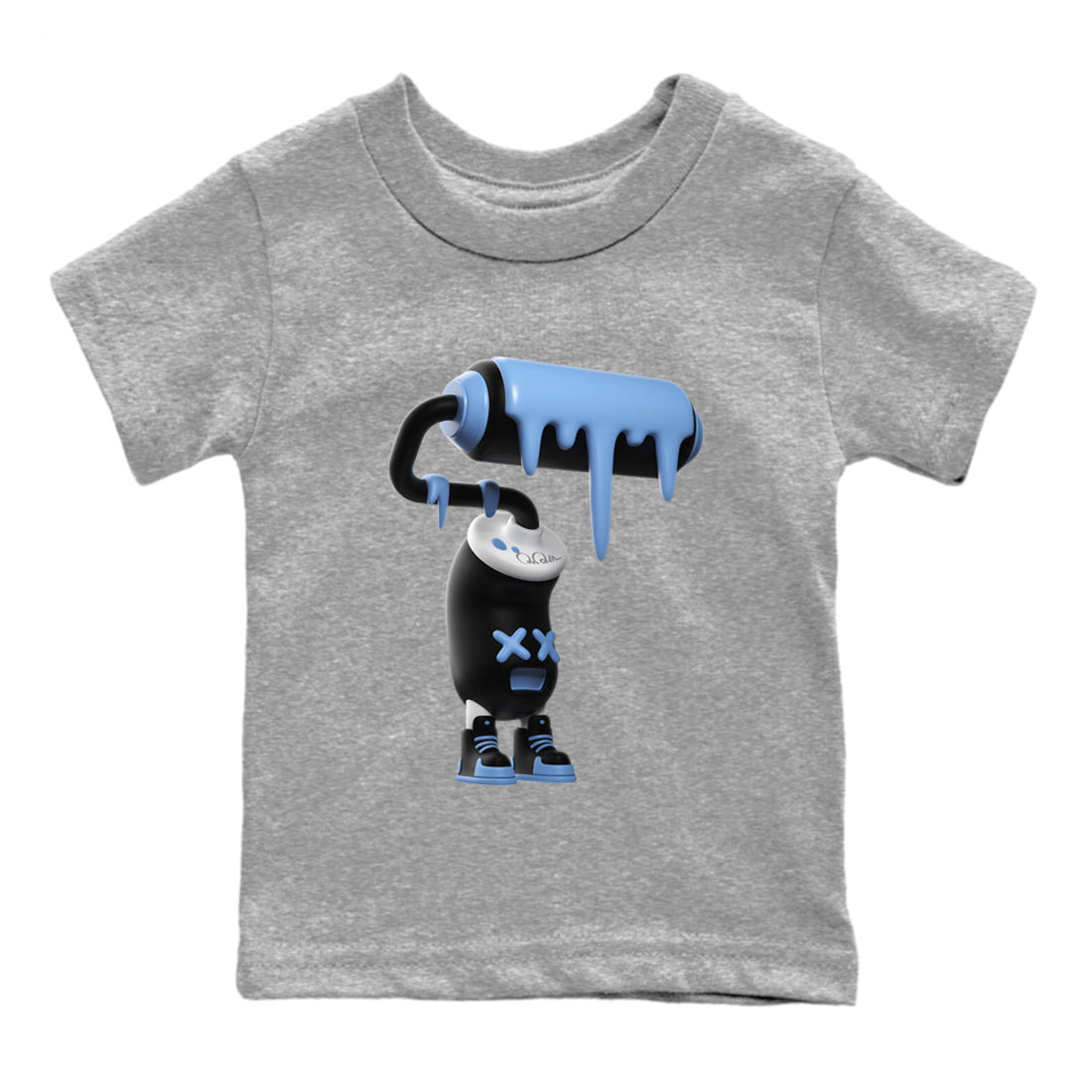 Air Jordan 1 Retro High OG UNC Toe Shirt to match Jordans 3D Paint Roller Sneaker Tees 1s UNC Toe SNRT Sneaker Release Tees Kids and Baby Tees Heather Grey 2