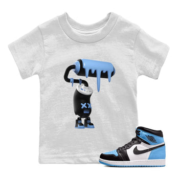 Air Jordan 1 Retro High OG UNC Toe Shirt to match Jordans 3D Paint Roller Sneaker Tees 1s UNC Toe SNRT Sneaker Release Tees Kids and Baby Tees White 1