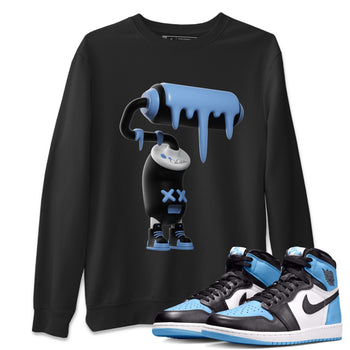 Air Jordan 1 Retro High OG UNC Toe Shirt to match Jordans 3D Paint Roller Sneaker Tees 1s UNC Toe SNRT Sneaker Release Tees Crew Neck T-Shirts Black 1