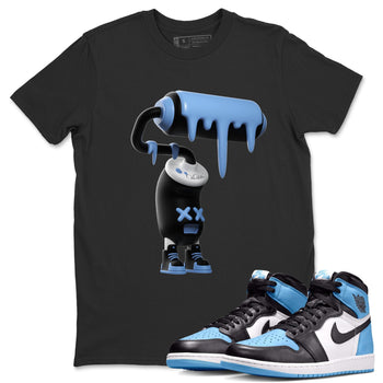 Air Jordan 1 Retro High OG UNC Toe Shirt to match Jordans 3D Paint Roller Sneaker Tees 1s UNC Toe SNRT Sneaker Release Tees Crew Neck T-Shirts Black 1