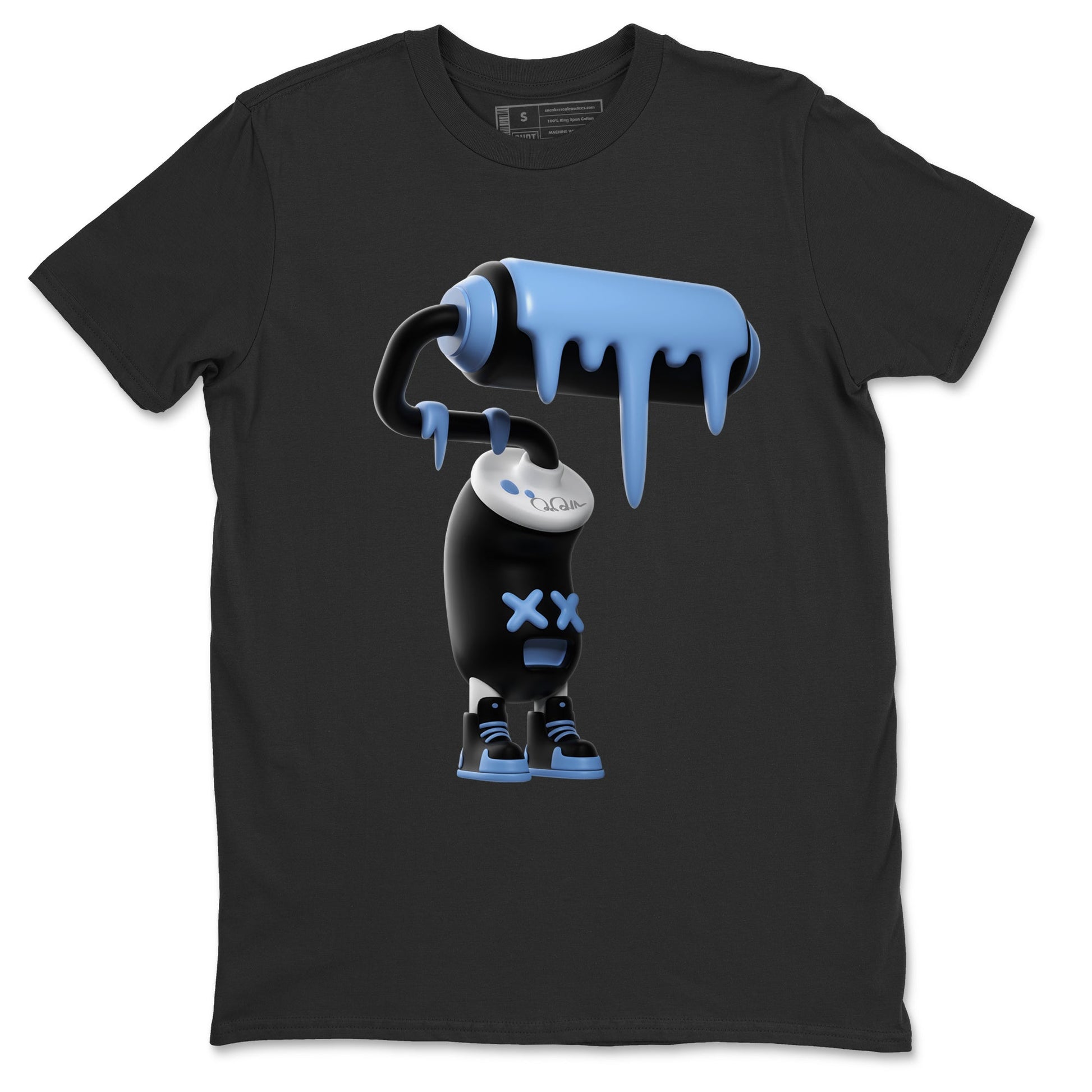 Air Jordan 1 Retro High OG UNC Toe Shirt to match Jordans 3D Paint Roller Sneaker Tees 1s UNC Toe SNRT Sneaker Release Tees Crew Neck T-Shirts Black 2