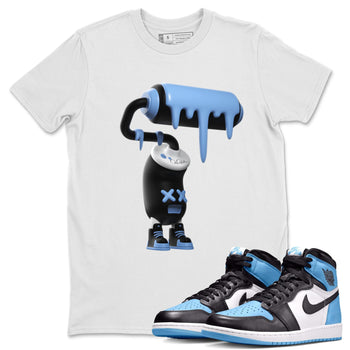 Air Jordan 1 Retro High OG UNC Toe Shirt to match Jordans 3D Paint Roller Sneaker Tees 1s UNC Toe SNRT Sneaker Release Tees Crew Neck T-Shirts White 1